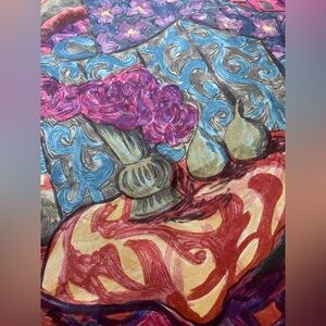 Expressionistic silk scarf